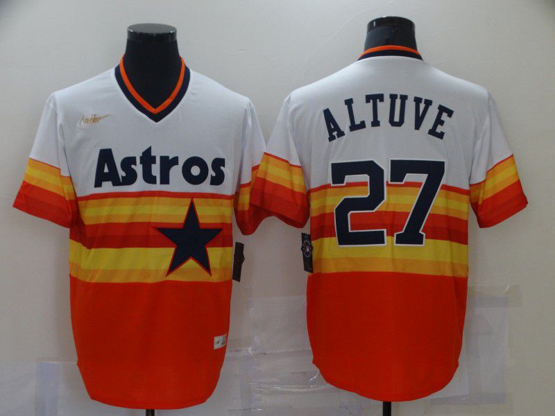 Men Houston Astros #27 Altuve Orange Throwback 2021 Nike MLB Jersey->san francisco 49ers->NFL Jersey